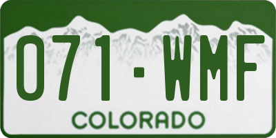 CO license plate 071WMF