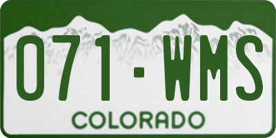 CO license plate 071WMS
