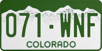 CO license plate 071WNF
