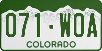 CO license plate 071WOA