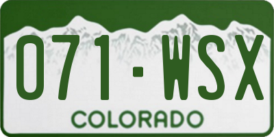 CO license plate 071WSX