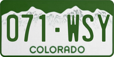 CO license plate 071WSY