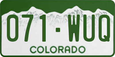 CO license plate 071WUQ