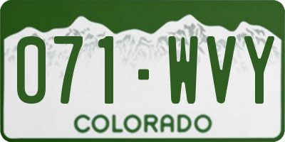 CO license plate 071WVY
