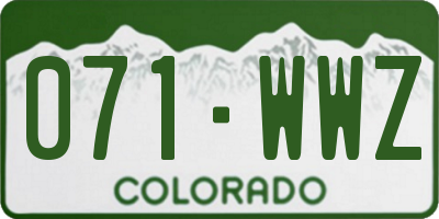 CO license plate 071WWZ