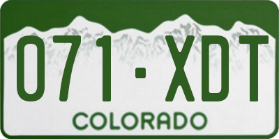 CO license plate 071XDT