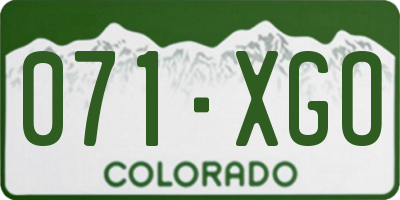 CO license plate 071XGO