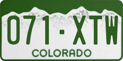 CO license plate 071XTW