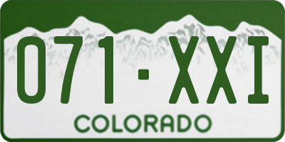 CO license plate 071XXI