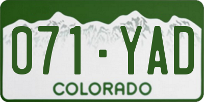 CO license plate 071YAD