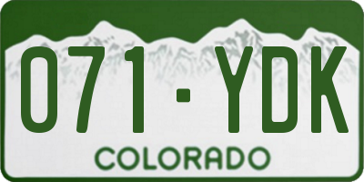 CO license plate 071YDK