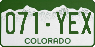 CO license plate 071YEX