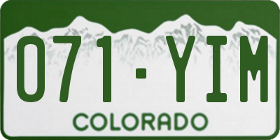CO license plate 071YIM