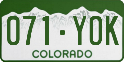 CO license plate 071YOK