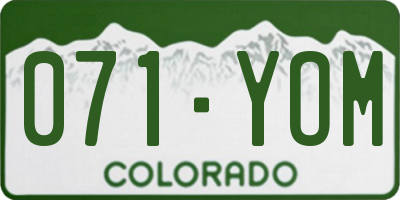 CO license plate 071YOM