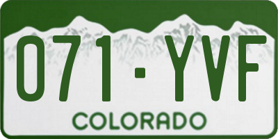 CO license plate 071YVF