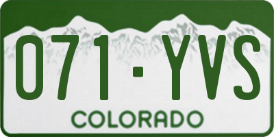 CO license plate 071YVS