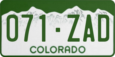 CO license plate 071ZAD