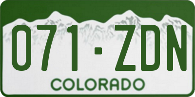 CO license plate 071ZDN