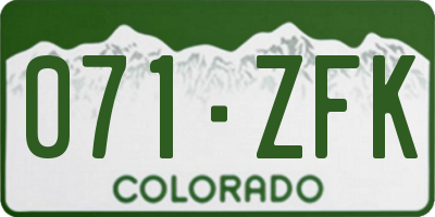 CO license plate 071ZFK