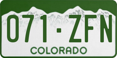 CO license plate 071ZFN