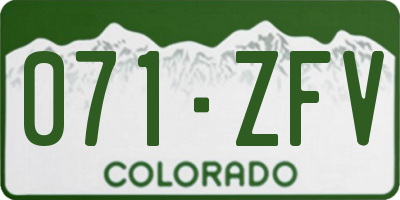 CO license plate 071ZFV