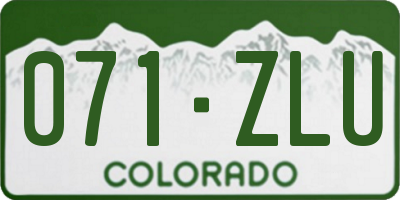 CO license plate 071ZLU