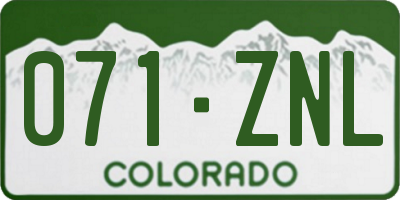 CO license plate 071ZNL