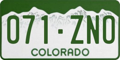 CO license plate 071ZNO