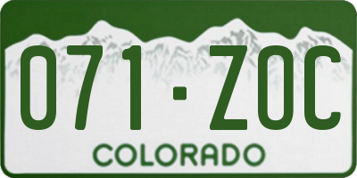 CO license plate 071ZOC