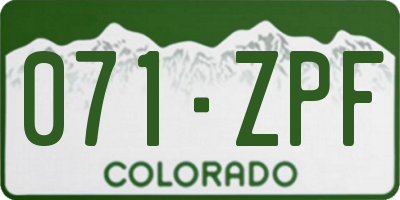 CO license plate 071ZPF