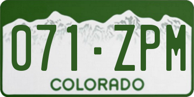 CO license plate 071ZPM