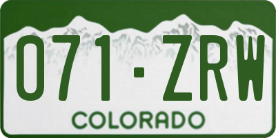CO license plate 071ZRW