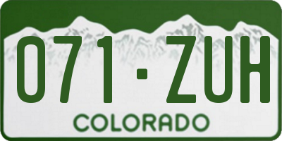 CO license plate 071ZUH