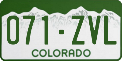 CO license plate 071ZVL