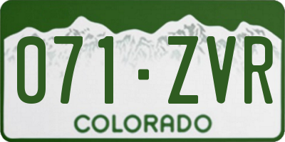CO license plate 071ZVR