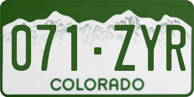CO license plate 071ZYR
