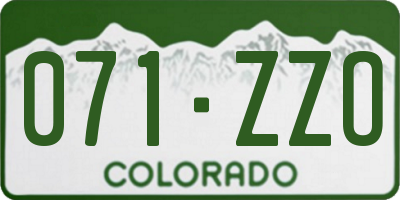 CO license plate 071ZZO