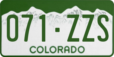 CO license plate 071ZZS