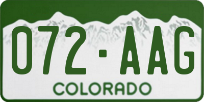 CO license plate 072AAG