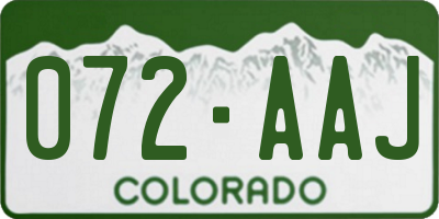 CO license plate 072AAJ