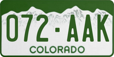 CO license plate 072AAK