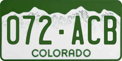 CO license plate 072ACB