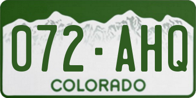 CO license plate 072AHQ