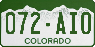 CO license plate 072AIO