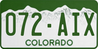 CO license plate 072AIX