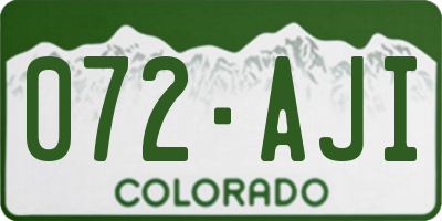 CO license plate 072AJI