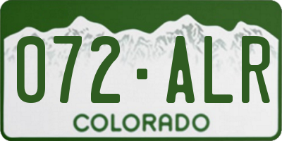CO license plate 072ALR