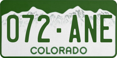 CO license plate 072ANE