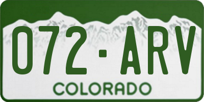 CO license plate 072ARV